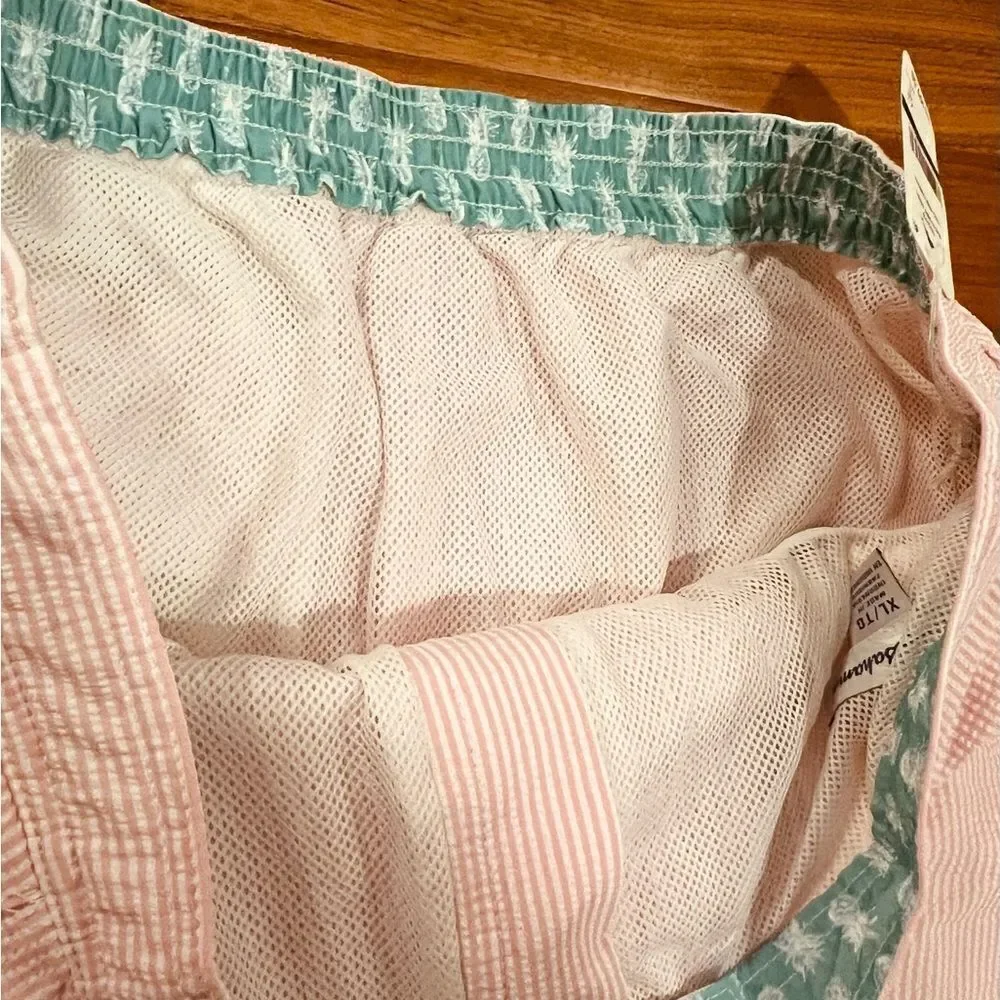 Tommy Bahama Rialto pink and white striped men’s swim trunks size Xl TG NWT